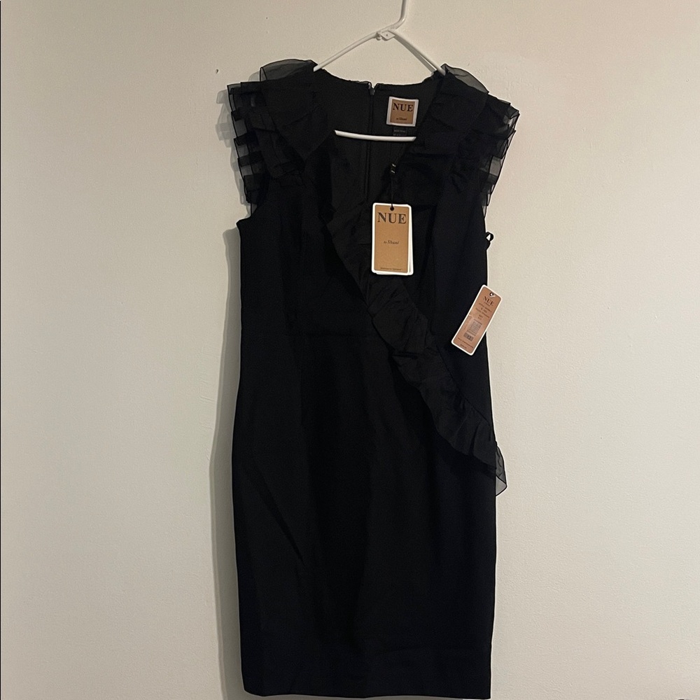 Nue by Shani Elegant Black Ruffle Dress